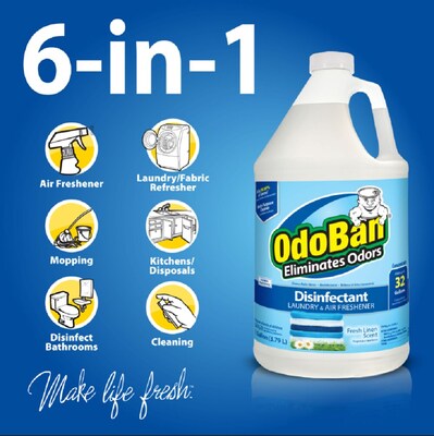 OdoBan Air Freshener & Deodorizer, Fresh Linen Scent, 1 Gallon (911701-G4)