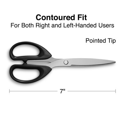 Staples 7" Pointed Tip Stainless Steel Scissors, Straight Handle, Right & Left Handed (TR55047)