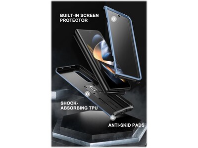 SUPCASE Unicorn Beetle Metallic Blue Kickstand Case for Samsung Galaxy Z Fold4 (SUP-Galaxy2022-ZFold4-5G-Unicorn-SP-Tilt)