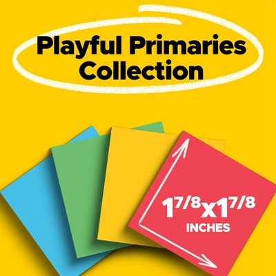 Post-it® Super Sticky Notes, 1 7/8 x 1 7/8, Playful Primaries Collection, 90 Sheets/Pad, 8 Pads/Pa