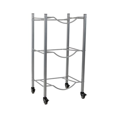 Mind Reader 3-Shelf Mobile Water Jug Stand Holder with Wheels, Metal, Silver (3TJUGWH-SIL)