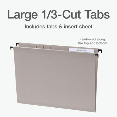 Pendaflex Heavy Duty Reinforced Hanging File Folder, Straight, Letter, Light gray, 20/Box (1006981)