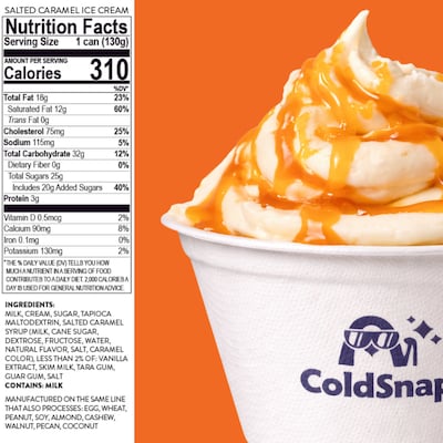 ColdSnap Premium Salted Caramel Ice Cream Mix, Single Serve Pods, 12 Pods/Pack, COLDSNAP MACHINE REQUIRED (600040)