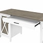 Bush Furniture Key West 54"W Computer Desk with Storage and Mid-Back Tufted Office Chair, Shiplap Gray/Pure White (KWS020G2W)