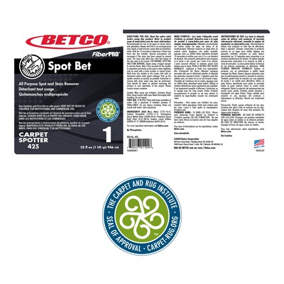 Betco FiberPro Spot Bet All-Purpose Spot & Stain Remover, 32 Oz, 12/Carton (4251200)