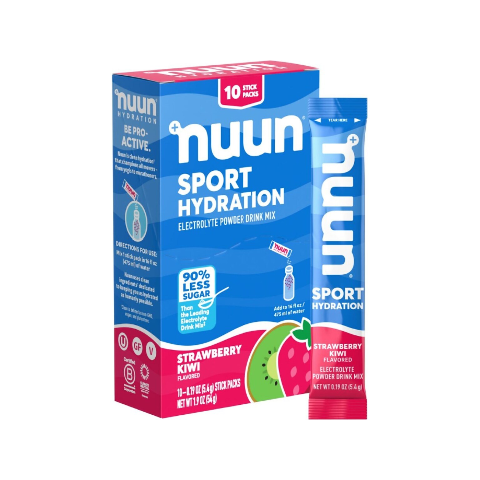 Nuun Sport Hydration Strawberry Kiwi Electrolyte Powder Drink Mix, 0.19 oz., 10 Packets/Box (12559332)
