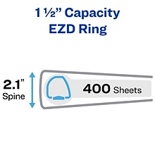 Avery Durable 1 1/2 3-Ring View Binders, D-Ring, White (09401)
