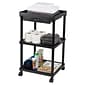 Mind Reader 3-Tier Bar Cart Plastic Rolling Utility Cart, Black (CARTCOFF-BLK)