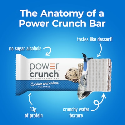 Power Crunch Cookies & Cream Protein Bar, 16.9 oz., 12 Bars/Box (XUS44273)