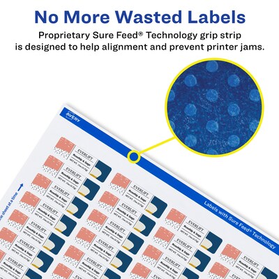 Avery Laser/Inkjet Rectangle Multipurpose Labels, 0.5" x 1.75", White, 2000 Labels/Pack (94203)