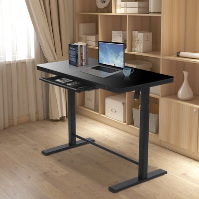 Uncaged Ergonomics Rise Up Glass Electric Standing Desk, 23.7" x 45.3", Black (RUglass-black)