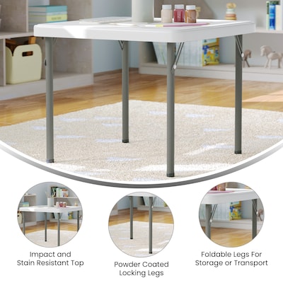 Flash Furniture Paige Square Kid's Folding Table, 24" x 24", Granite White (RB2424KIDWH)