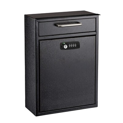 AdirOffice Steel Locking Wall Mounted Drop Box Interoffice Mailbox with Key and Combination Lock , Black (631-04-BLK-KC-PKG)