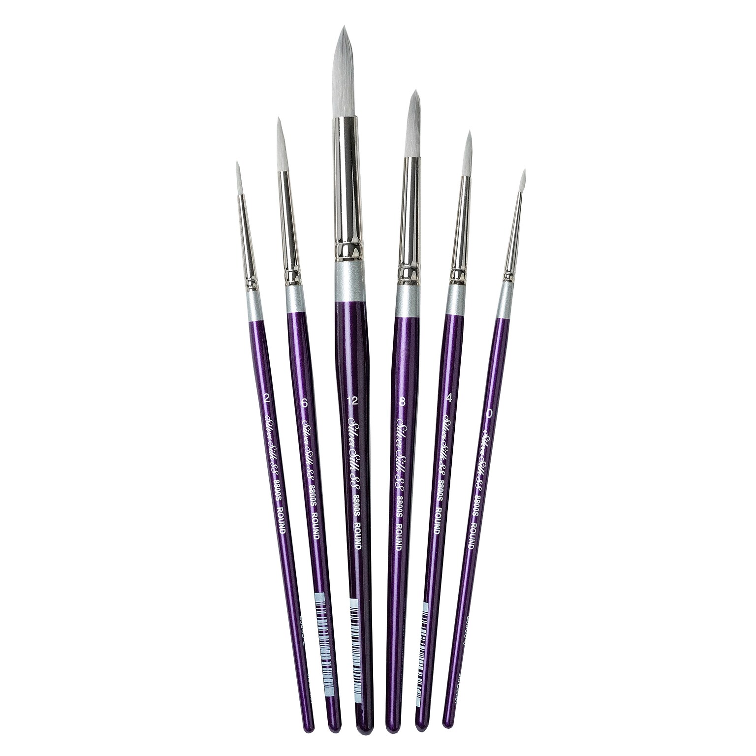 Silver Brush Silver Silk Round Brushes, 6/Pack (SLVSS8876)