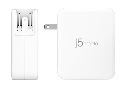 j5create 130W GaN USB-C 4-Port Charger for Laptops, Tablets, and Mobile Devices, White (JUP43130)