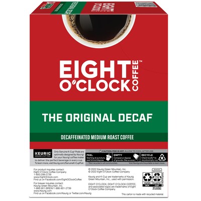Eight O'Clock The Original Decaf Coffee, Keurig K-Cup Pod, Medium Roast, 96/Carton (6425CT)