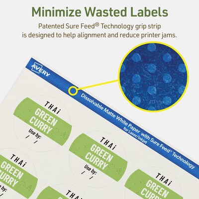 Avery Dissolvable Circle Multipurpose Labels, 2.25" Dia., Off-white, 300/Pack (94510)