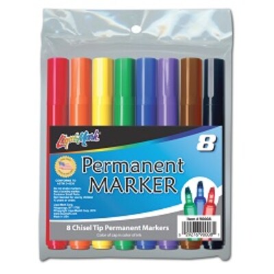 Liqui-Mark Permanent Ink, Chisel Tip Broadline Markers, 8 Colors/Set