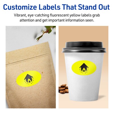 Avery Laser/Inkjet Multipurpose Oval Labels, 1" x 2", Neon Yellow, 240/Pack (94053)