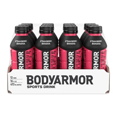 BodyArmor SuperDrink Strawberry Banana Sports Drink, 16 oz. Bottle, 12/Pack (100003-1.4)
