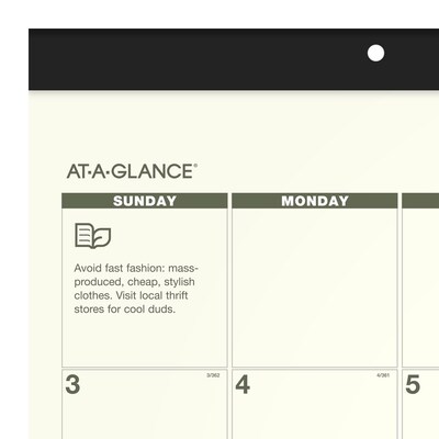2027 AT-A-GLANCE Recycled 21.75" x 17" Monthly Desk Pad Calendar, Green/Black (SK32G-00-27)