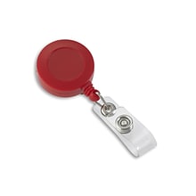 IDville Round Slide Clip Solid Color Badge Reels, Red, 25/Pack (1342811RD31)