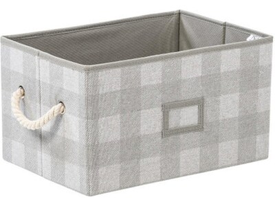 Honey-Can-Do Large Stackable Folding Fabric Storage Bins, 8.3 x 10.2 x 14.7, Gray Plaid, 3/Set (SFT-09682)