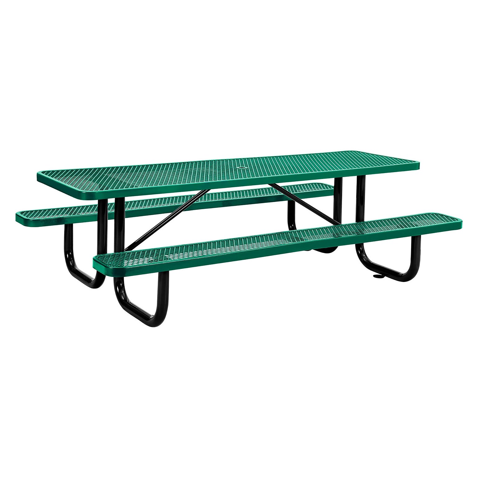 Global Industrial 8 Rectangular Picnic Table, Expanded Metal, Green (277153GN)