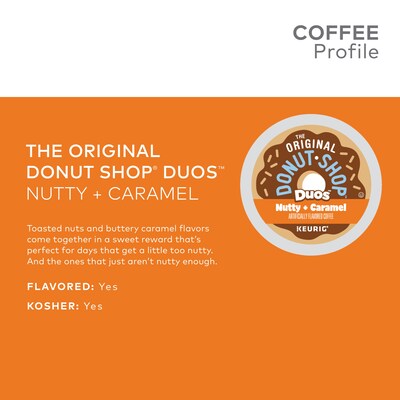 The Original Donut Shop Duos Nutty + Caramel Coffee Keurig® K-Cup® Pods, Medium Roast, 96/Carton (374764CT)