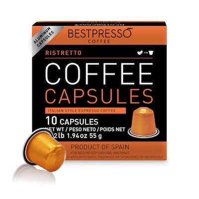 Bestpresso Ristretto Blend Coffee Nespresso Original Pods, Dark Roast, 10/Box (BST10411)