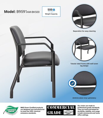 Boss Office Products Vinyl Guest Chair, Black (B9591AM-BK-500)