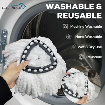BISON LIFE Kleen Handler Microfiber Spin Mop Head Refill, White, 24/Pack (BPES-SPM-MFR-W-L-1-24A)