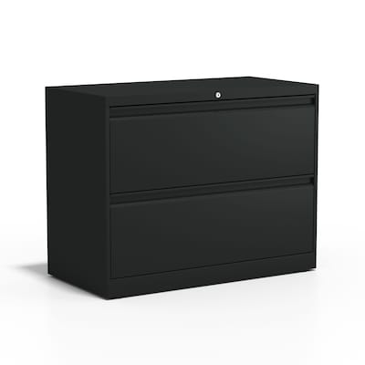 Quill Brand® Commercial 2 File Drawer Lateral File Cabinet, Locking, Black, Letter/Legal, 36W (2005