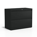 Quill Brand® Commercial 2 File Drawer Lateral File Cabinet, Locking, Black, Letter/Legal, 36W (2005