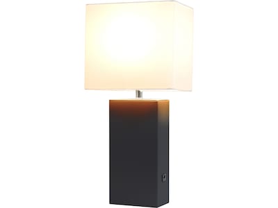 Lalia Home Lexington Table Lamp, Black Faux Leather (LHT-3012-BK)