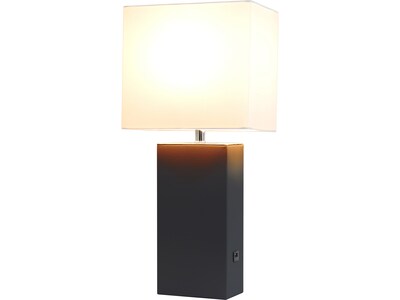 Lalia Home Lexington Table Lamp, Black Faux Leather (LHT-3012-BK)