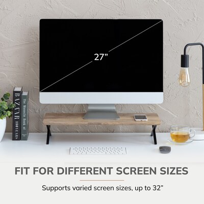 Anji Mountain Mango Wood & Metal Monitor Stand, Up to 32" Monitor, Natural (MS-MNG-04BLK)