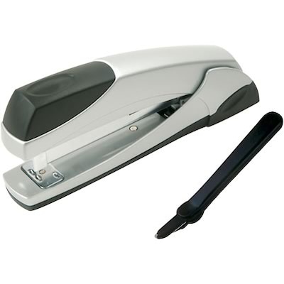 Quill Brand® Executive Desktop Stapler with Staple Remover, 20 Sheet Capacity Silver/Black (713426)