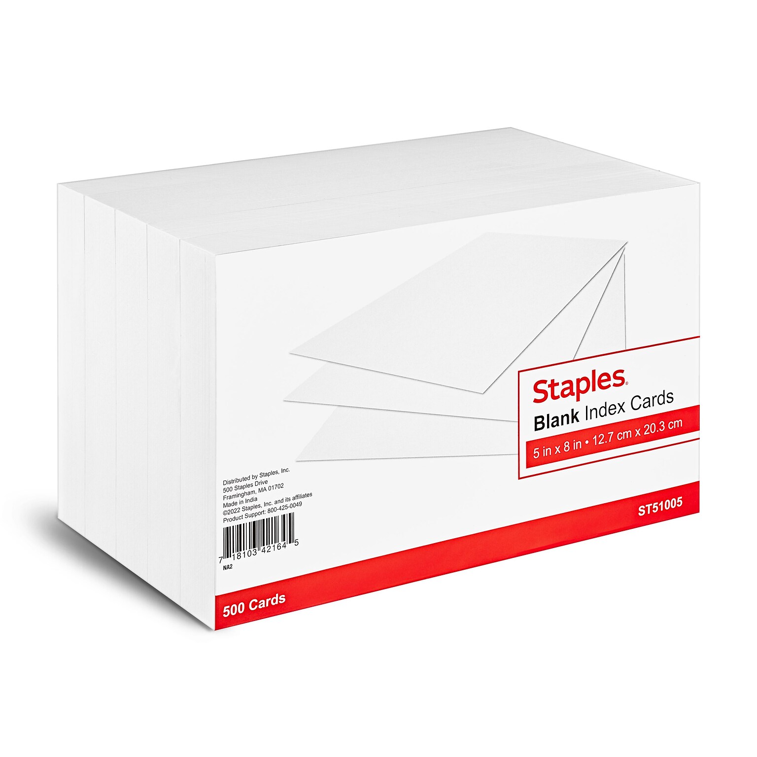 Staples 5 x 8 Index Cards, Blank, White, 500/Pack (TR51005)