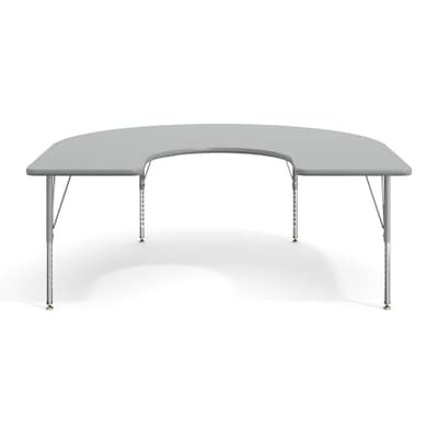 Flash Furniture Wren Horseshoe Activity Table, 66" x 60", Height Adjustable, Gray Top/Silver Frame (XUA6066HRSEGTP)