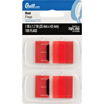 Quill Brand® Flags , 1 Wide, Red, 100 Flags/Pack (7QFL1RD)