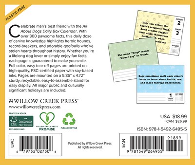 2027 Willow Creek All About Dogs 6.2 x 5.4 Daily Day-to-Day Calendar, Assorted Colors (64955)
