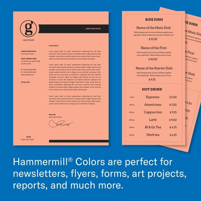 Hammermill Colors Multipurpose Paper, 20 lbs., 8.5" x 11", Salmon, 500 Sheets/Pack (103119)