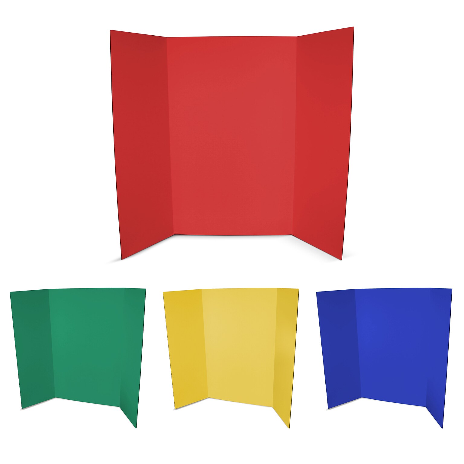 Flipside Tri-Fold Presentation Boards, 36 x 48, Corrugated Paper, Assorted Colors, 4/Pack (16073)