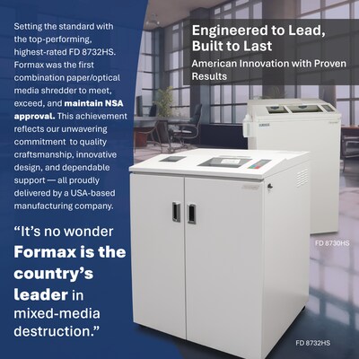 Formax 8732HS Cross-Cut Paper/Optical Media High-Security Office Shredder (FD8732HS)