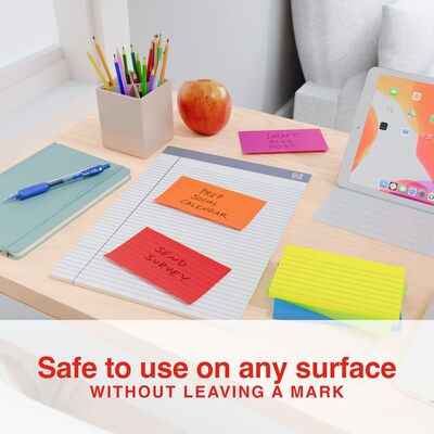 Staples Sticky Notes, 3" x 5", Summer Breeze Collection, Lined, 100 Sheets/Pad, 6 Pads/Pack (ST62870)