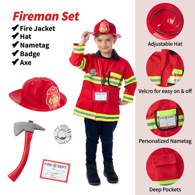 Bintiva Dress Up/Drama Play Hero Trunk Set, Fireman/Police/Doctor, 13 Pieces/Set (BNVBT022)