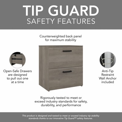 Bush Furniture City Park 2 Drawer Lateral File Cabinet, Driftwood Gray (CPF127DG-03)