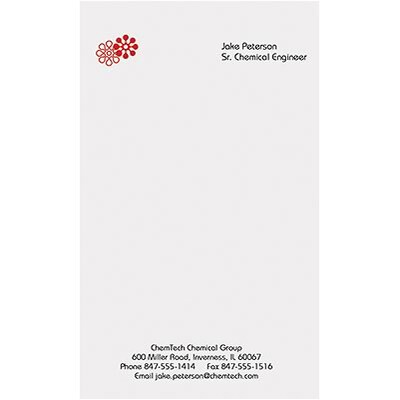 Custom Printed Memo Note Card; White, 2-Color Print