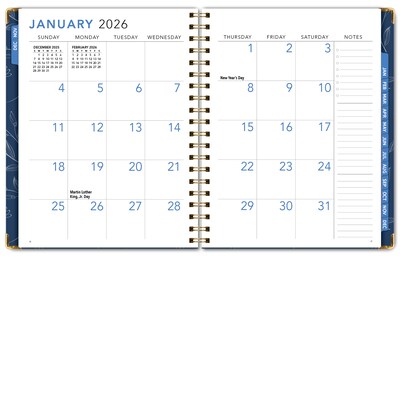 2026 Global Printed Products Big Print 8.5" x 11" Weekly & Monthly Planner, Paperboard Cover, Blueberry Vines (LGPRTCY26851188)